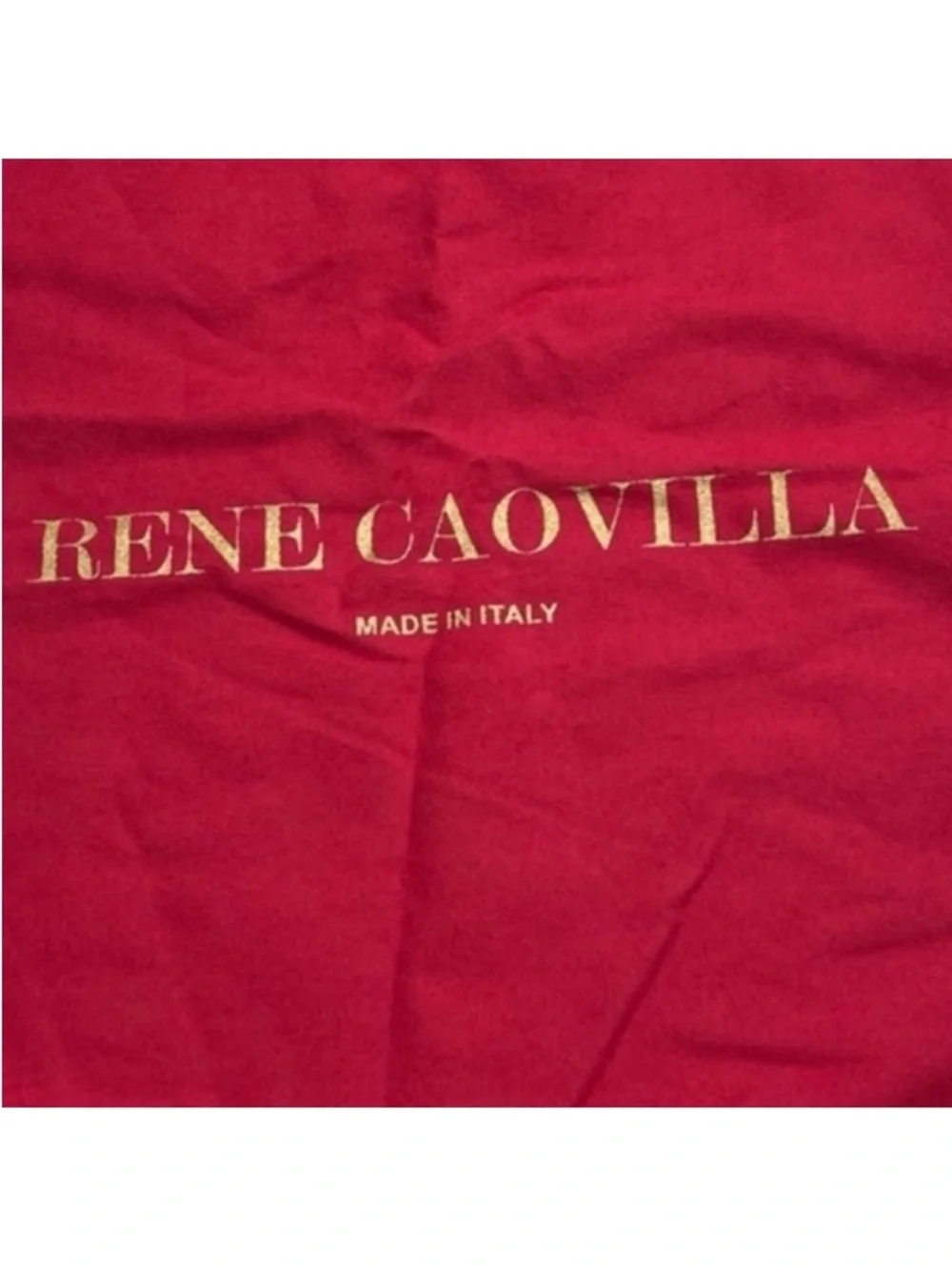 Rene Caovilla Red Drawstring Dust Pouch with Gold Logo